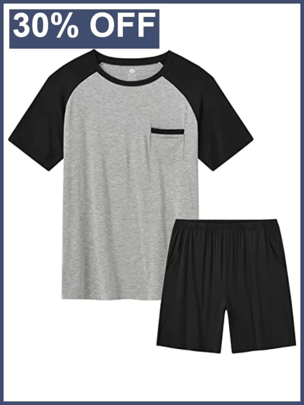 Men's Modal Pajama Set - Short Sleeve Lounge Sleepwear with Pockets
